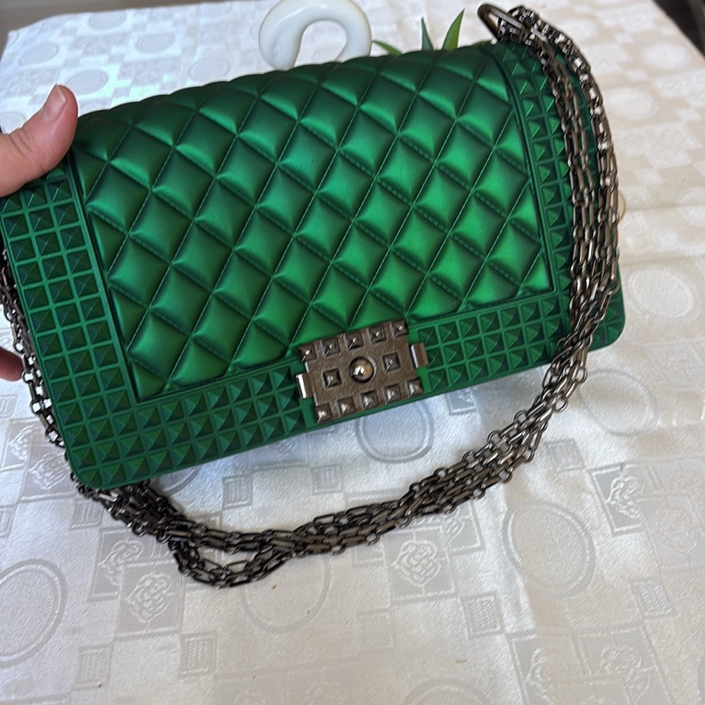 Green Quilted Chain Bag